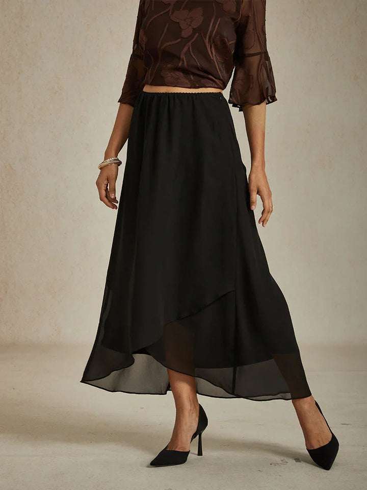 High-Low Overlay Chiffonrok Met Voering