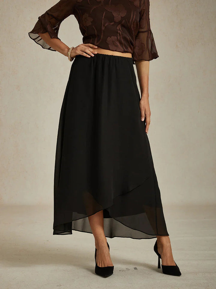 High-Low Overlay Chiffonrok Met Voering