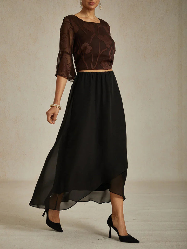 High-Low Overlay Chiffonrok Met Voering