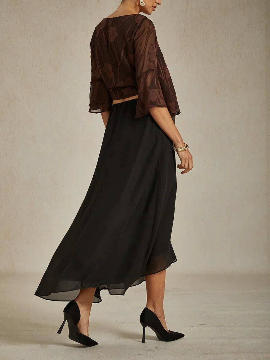 High-Low Overlay Chiffonrok Met Voering