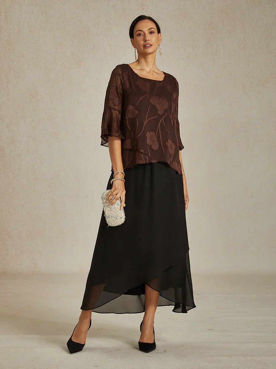 High-Low Overlay Chiffonrok Met Voering