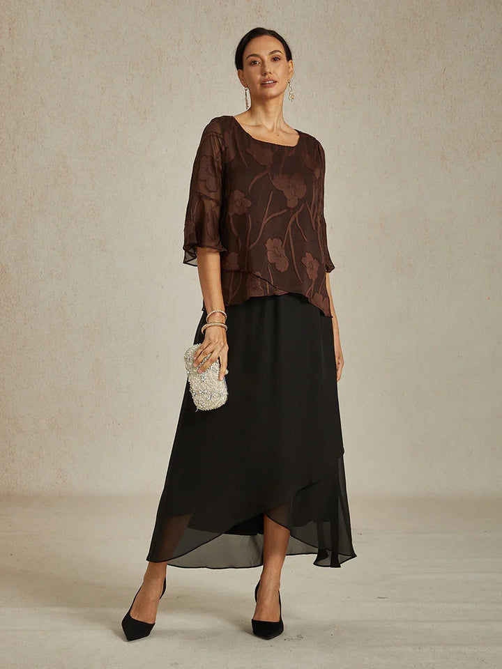 High-Low Overlay Chiffonrok Met Voering