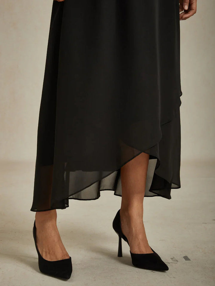 High-Low Overlay Chiffonrok Met Voering
