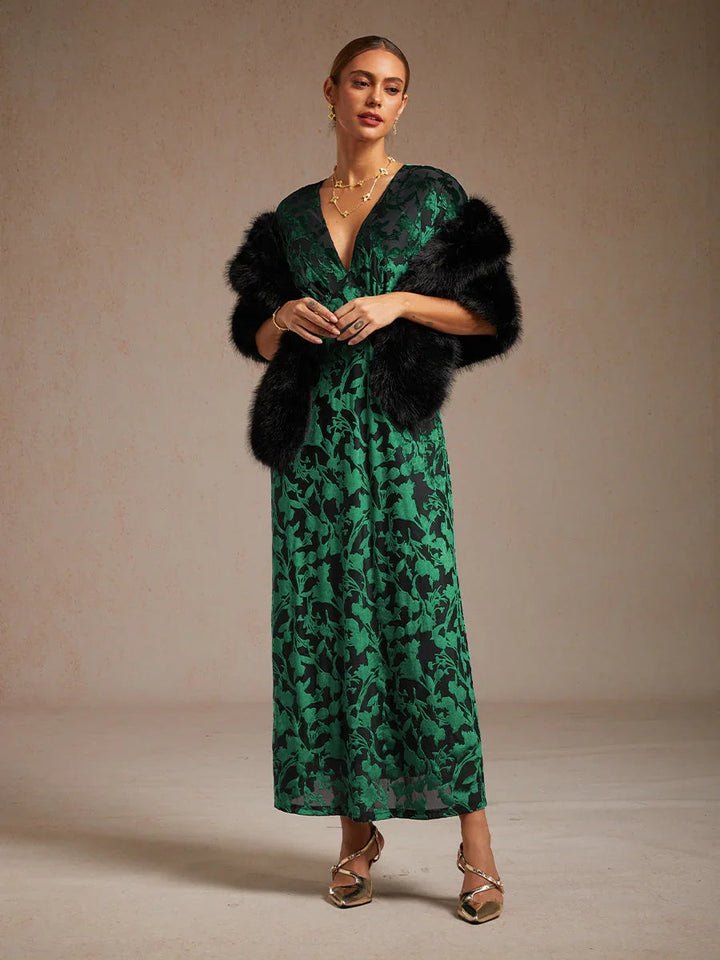 Maxi-jurk Met V-hals En Bloemenprint