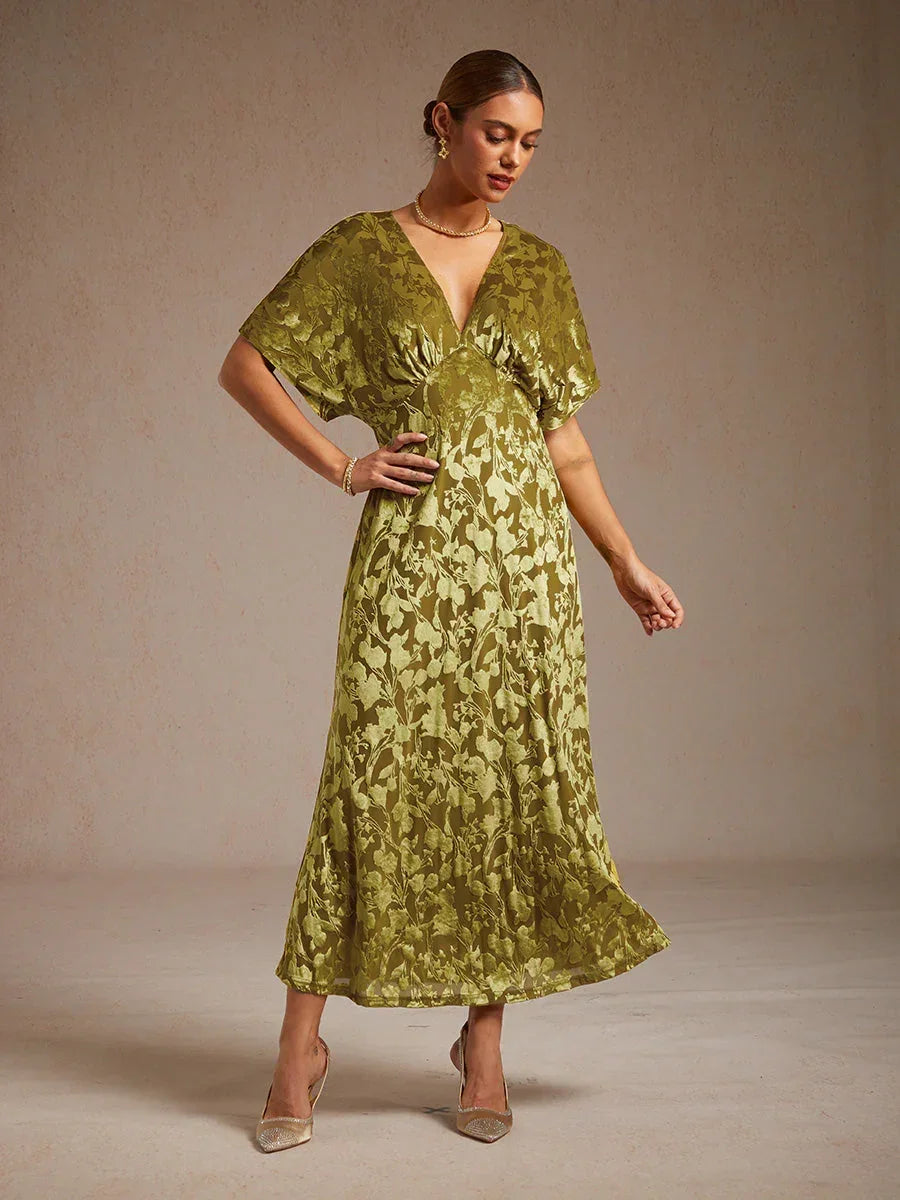 V-Hals Maxi-jurk met bloemenprint