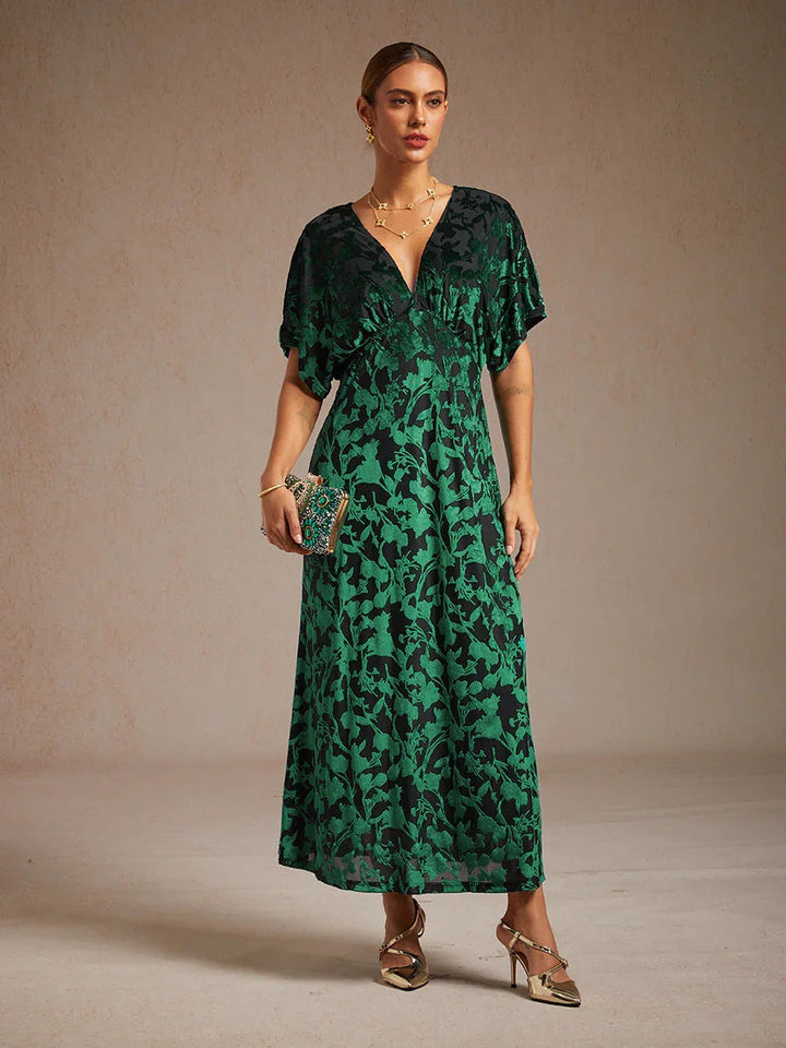 Maxi-jurk Met V-hals En Bloemenprint