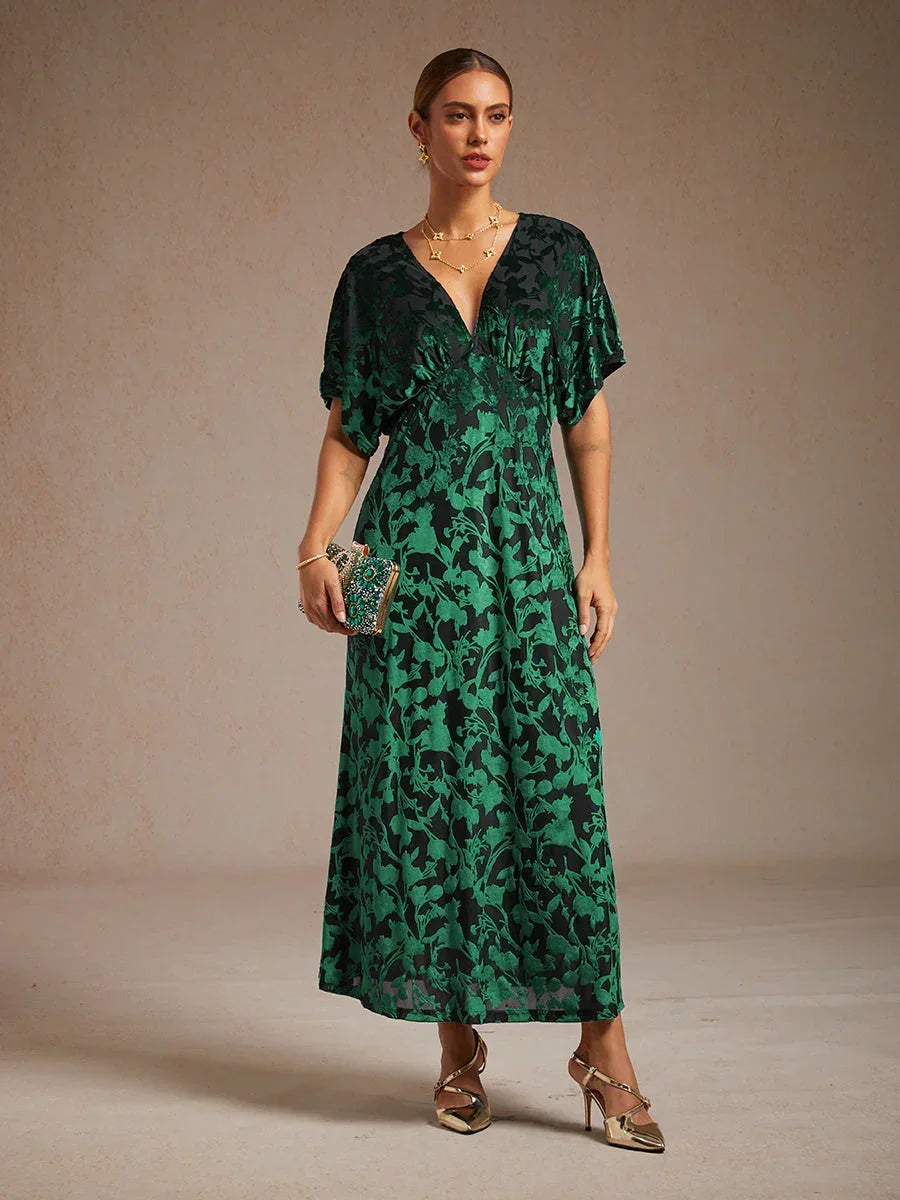 V-Hals Maxi-jurk met bloemenprint