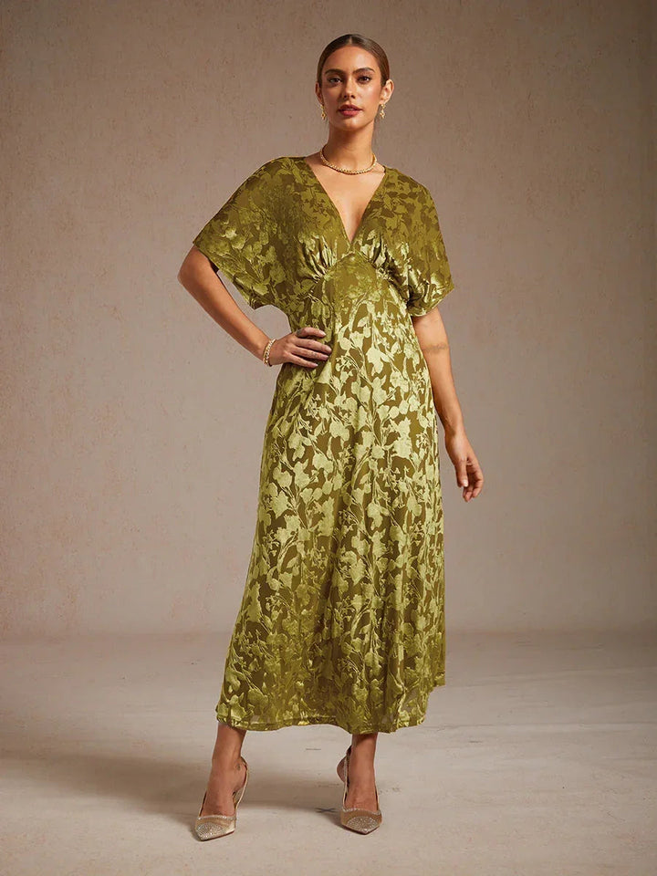 V-Hals Maxi-jurk met bloemenprint