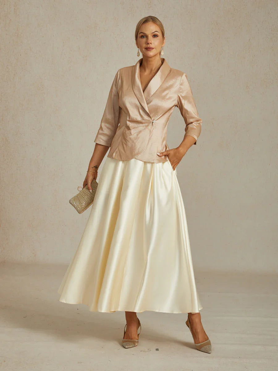 Stretch-Taffeta-Blouse Met Decoratieve Zijsluiting