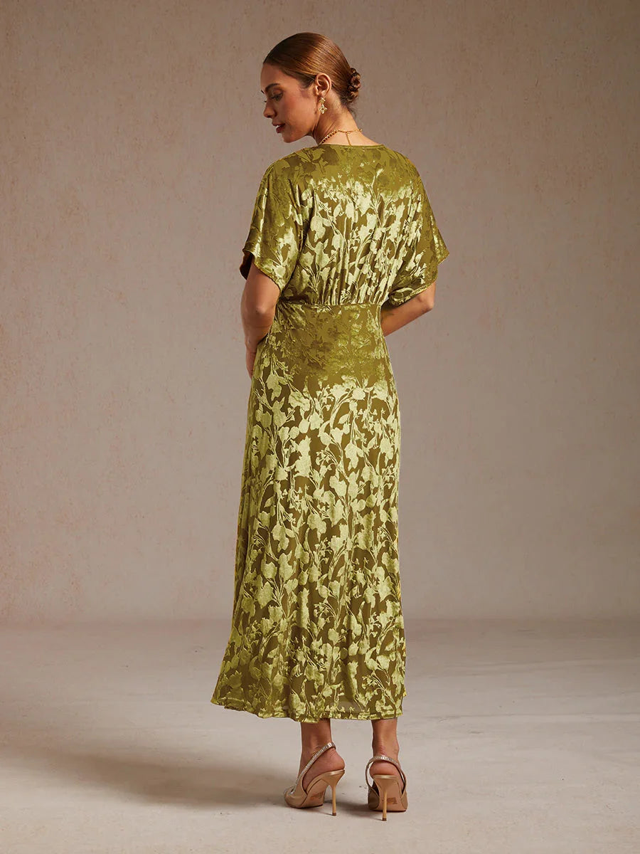 Maxi-jurk Met V-hals En Bloemenprint