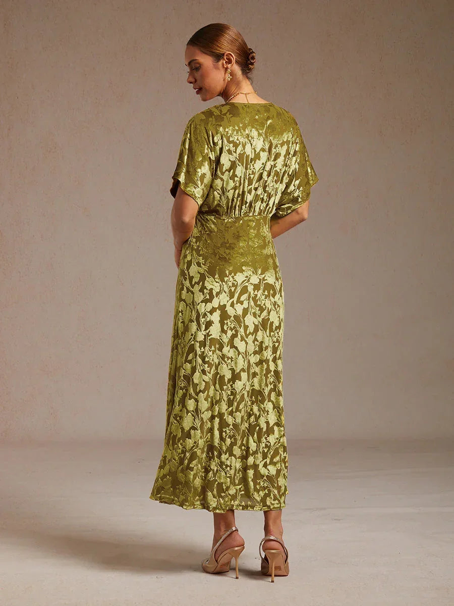 V-Hals Maxi-jurk met bloemenprint