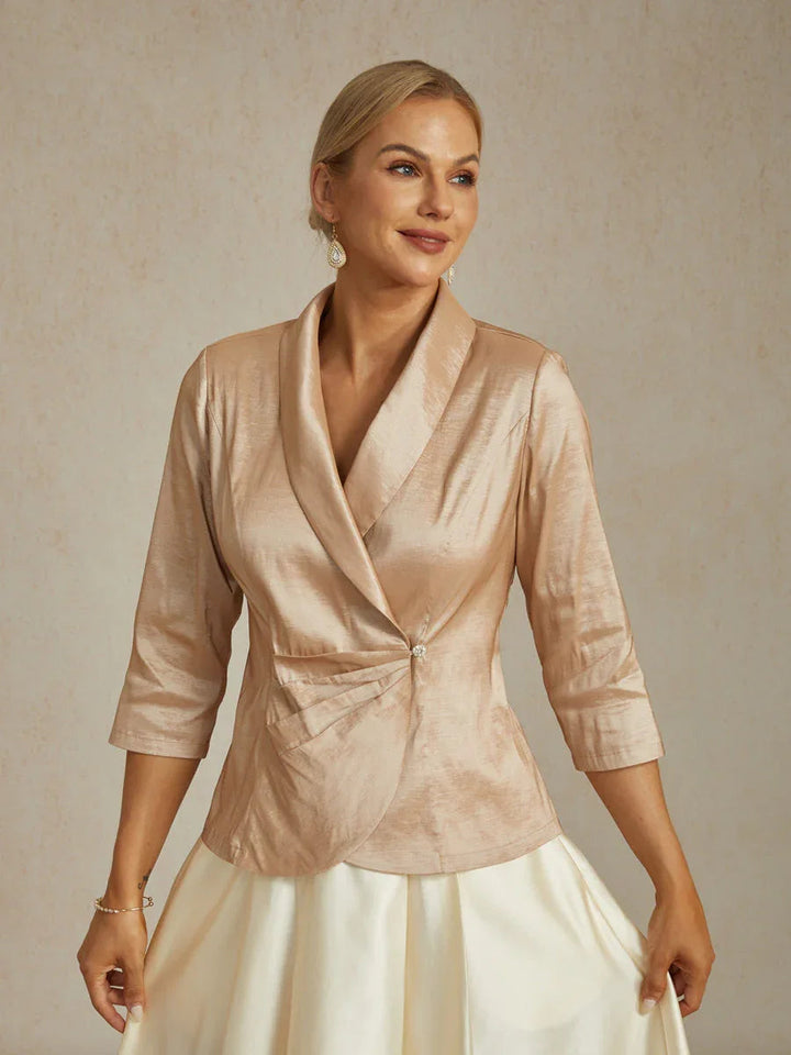 Stretch-Taffeta-Blouse Met Decoratieve Zijsluiting