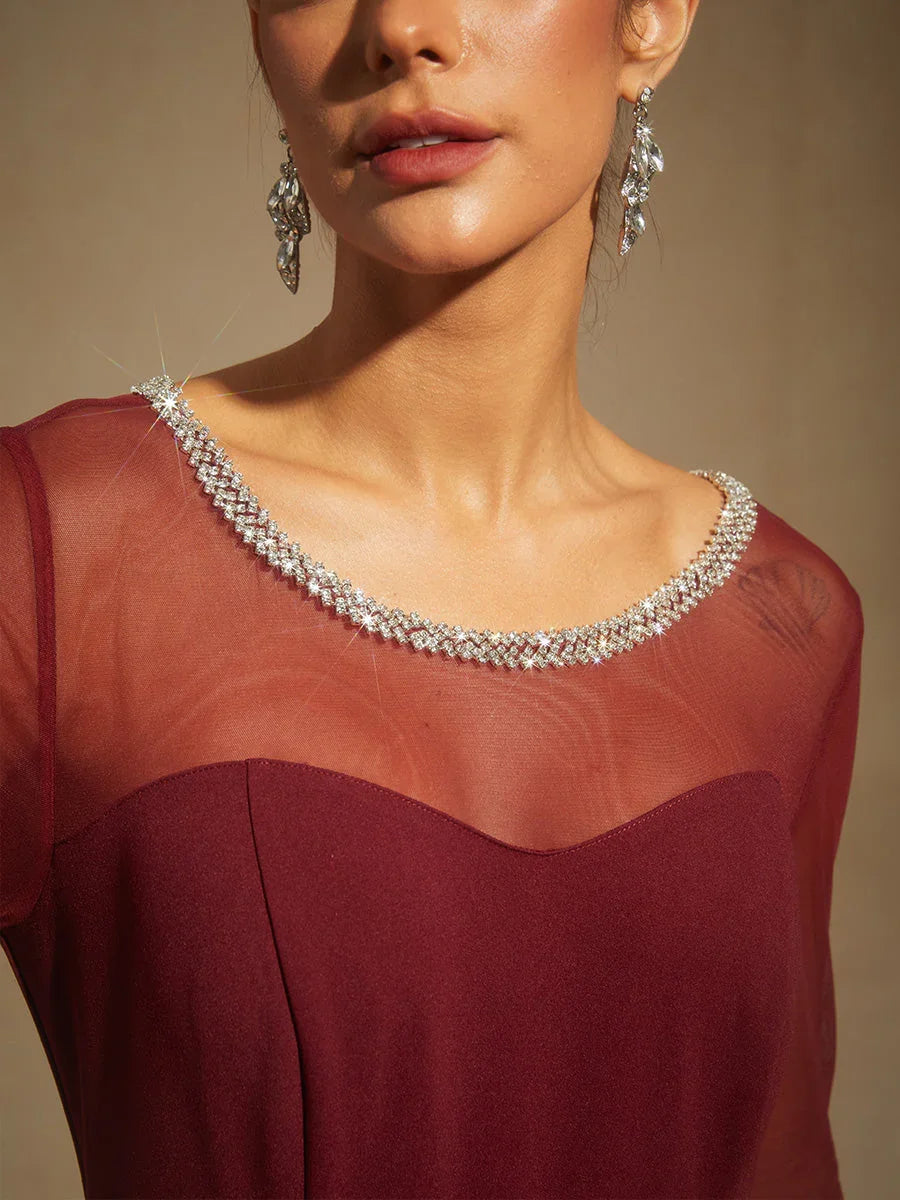 Elegante Galajurk met Kralen en Illusion-halslijn