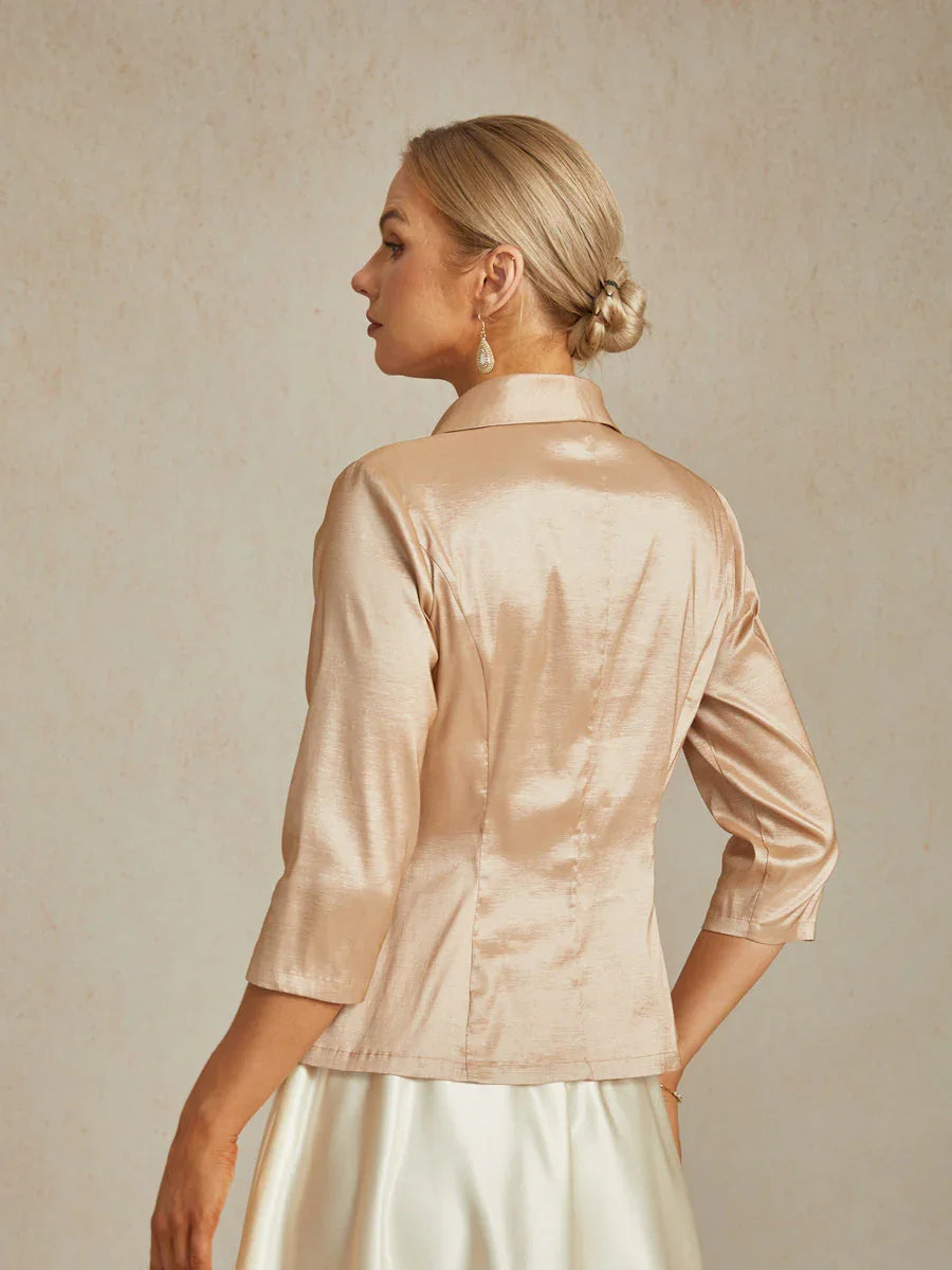 Stretch-Taffeta-Blouse Met Decoratieve Zijsluiting