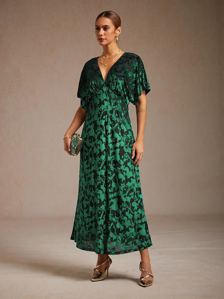 Maxi-jurk Met V-hals En Bloemenprint