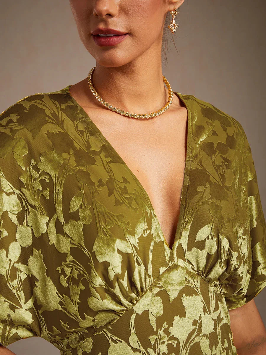 V-Hals Maxi-jurk met bloemenprint
