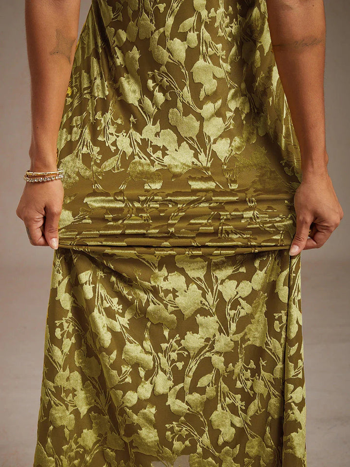 Maxi-jurk Met V-hals En Bloemenprint