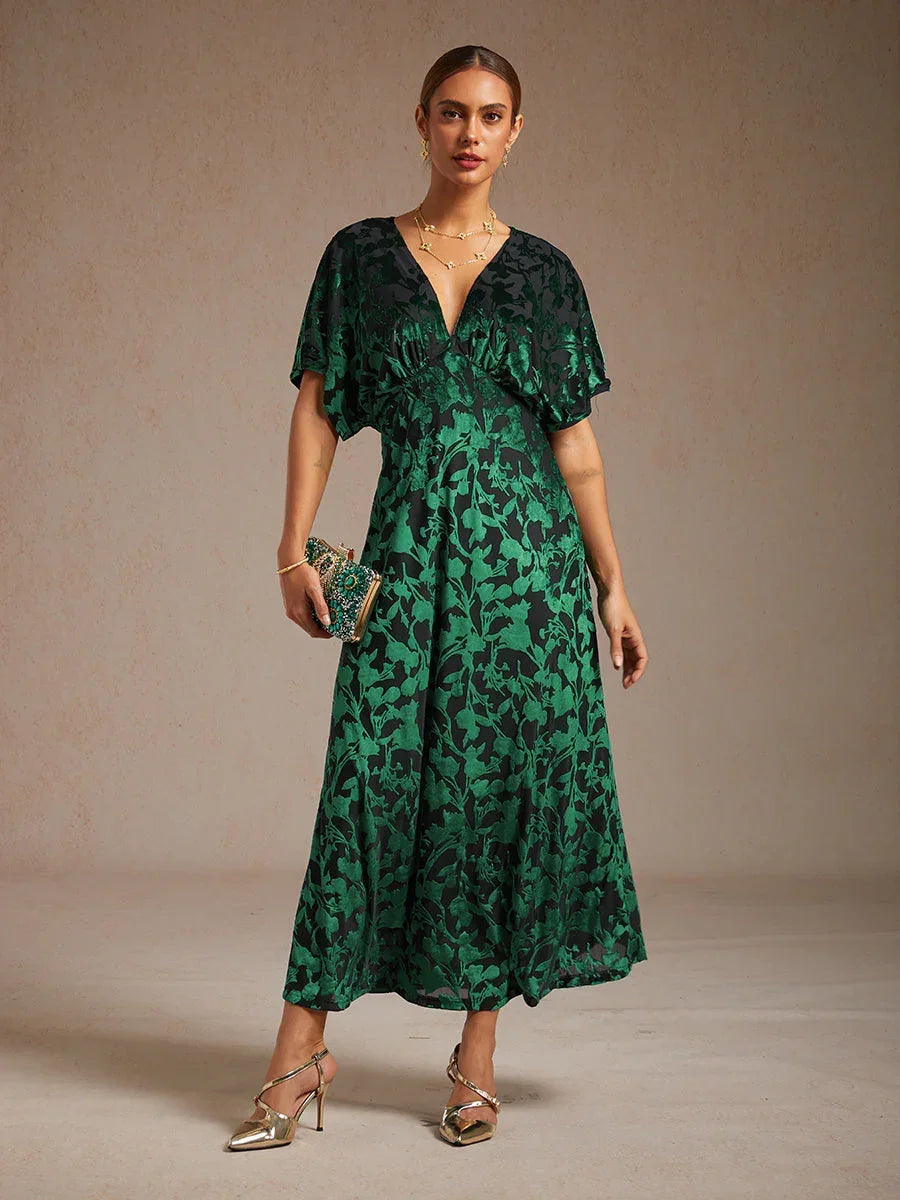 V-Hals Maxi-jurk met bloemenprint