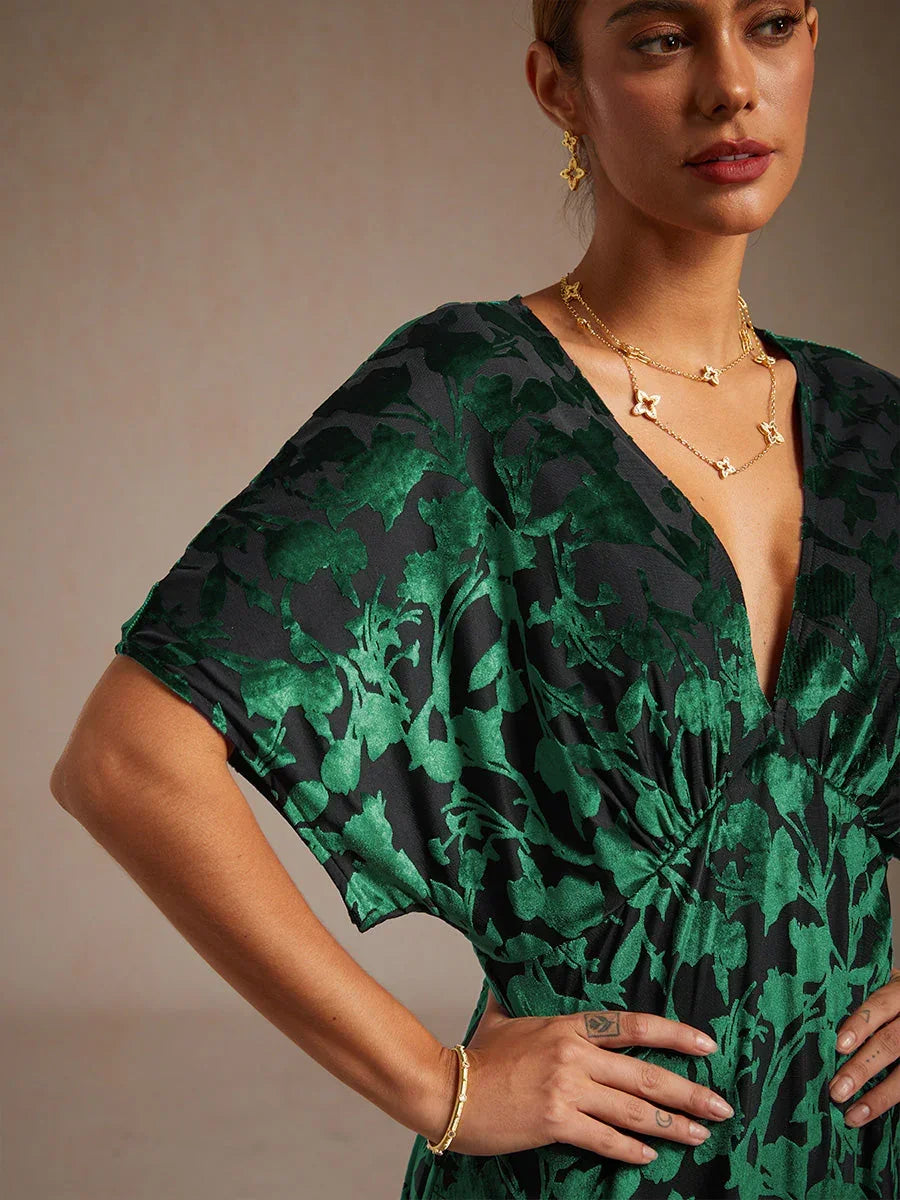 V-Hals Maxi-jurk met bloemenprint