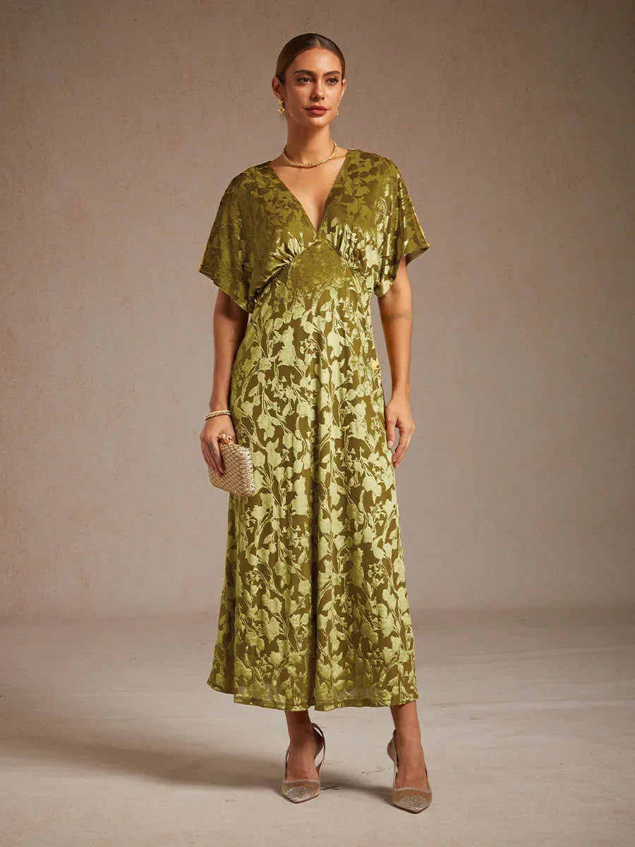 V-Hals Maxi-jurk met bloemenprint