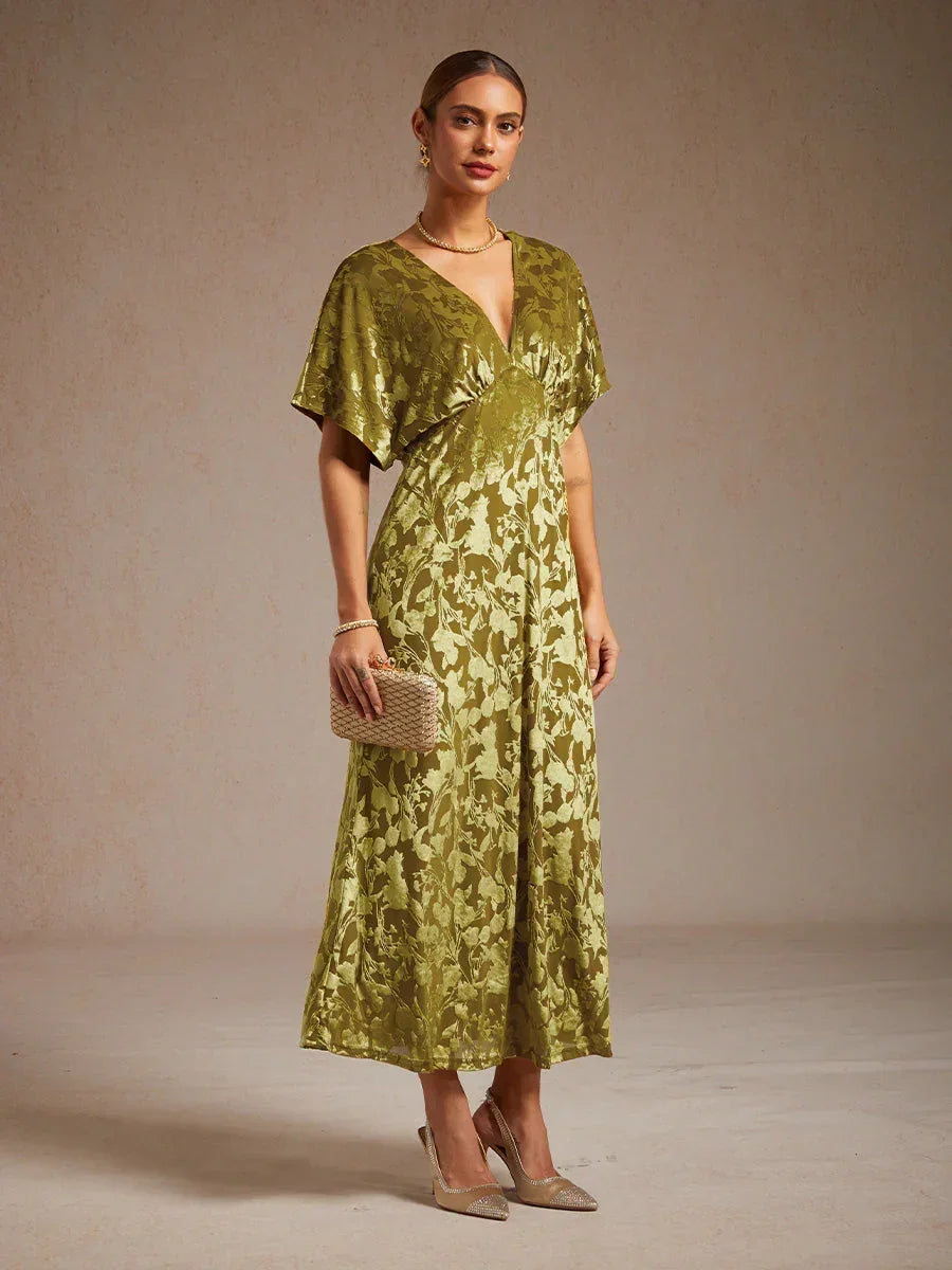 V-Hals Maxi-jurk met bloemenprint