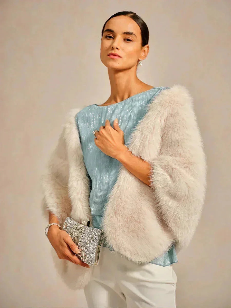 Metallic Geplooide Chiffonblouse met Asymmetrische Lagen