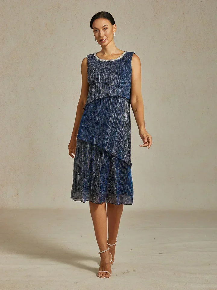 Metallic Geplooide Chiffon Lange Jasjejurk