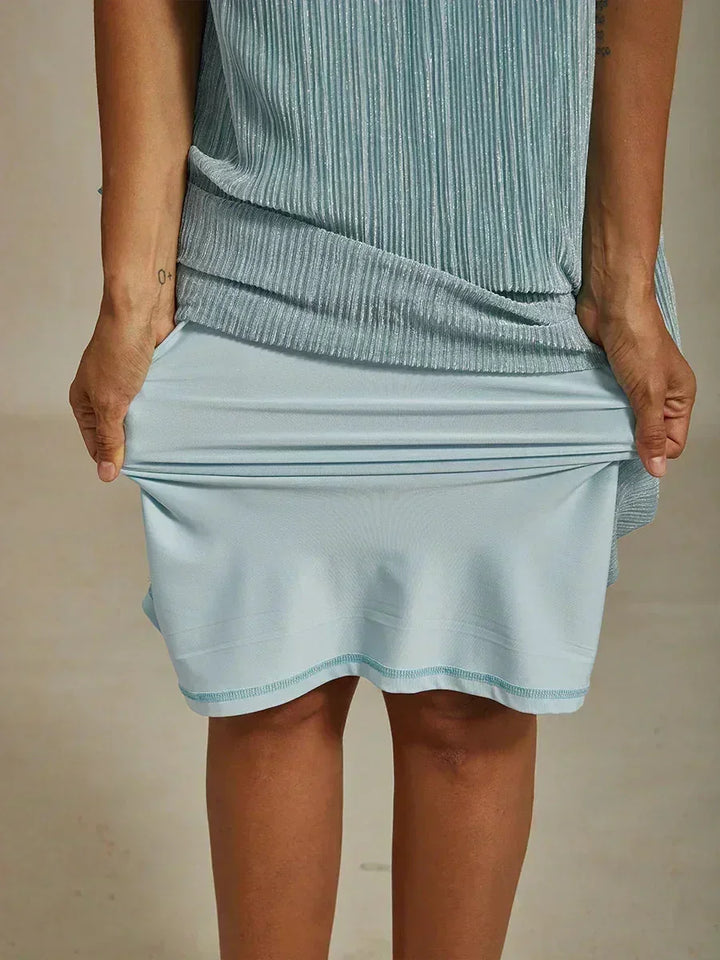 Metallic Geplooide Chiffon Lange Jasjejurk