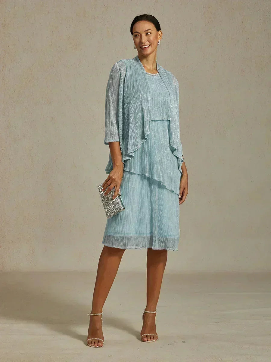 Metallic Geplooide Chiffon Lange Jasjejurk