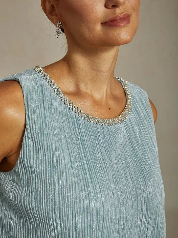 Metallic Geplooide Chiffon Lange Jasjejurk
