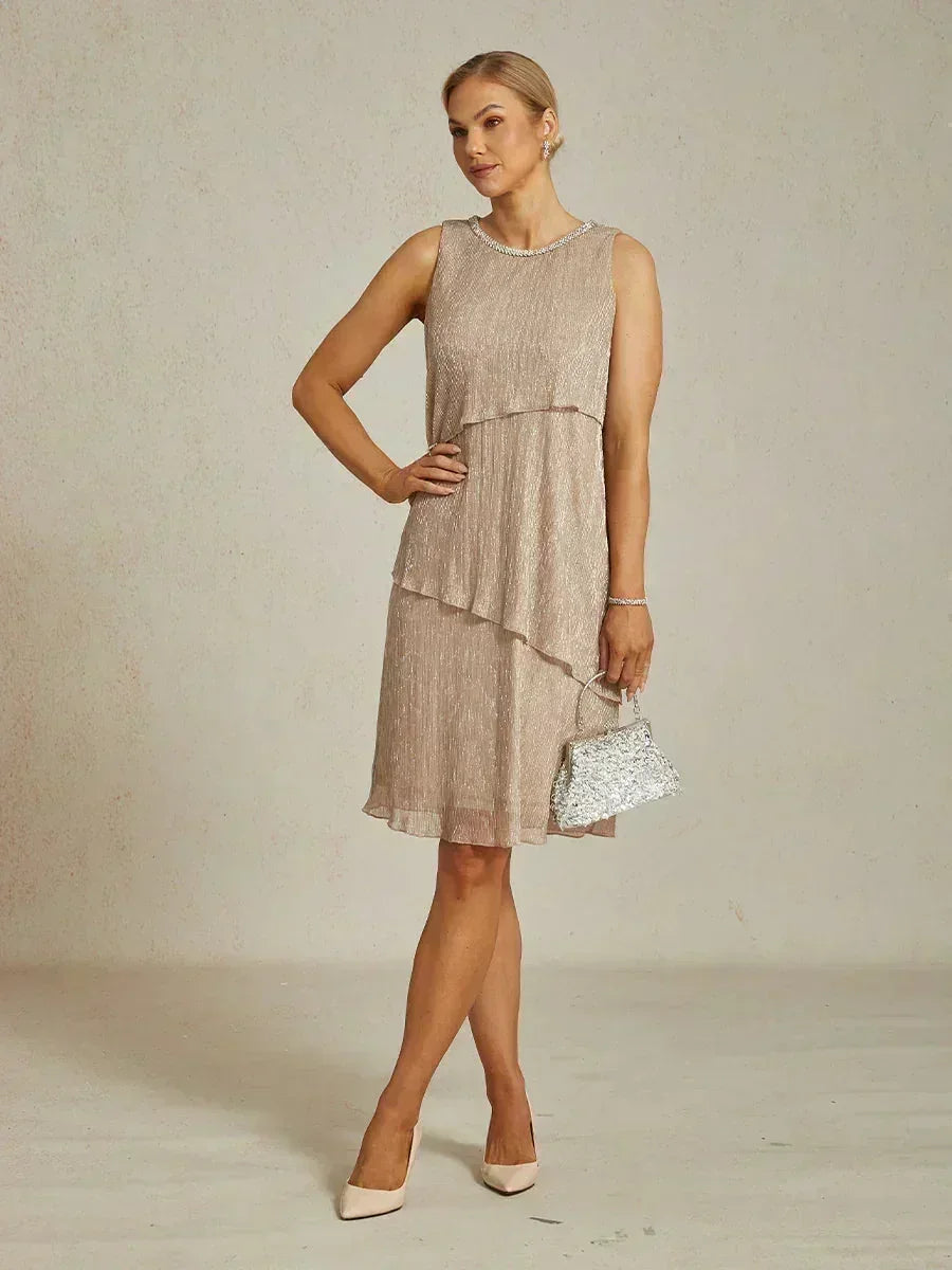 Metallic Geplooide Chiffon Lange Jasjejurk