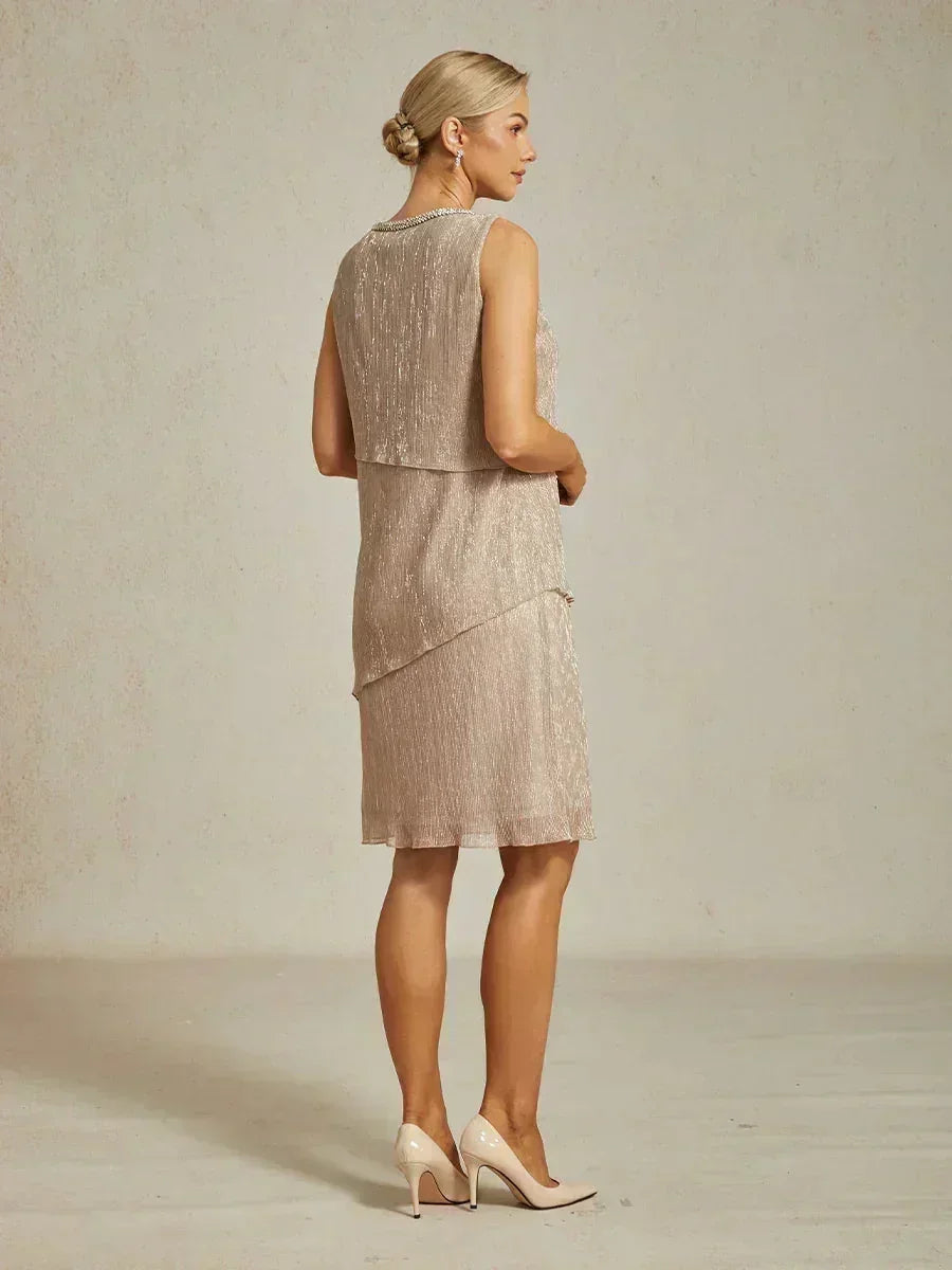 Metallic Geplooide Chiffon Lange Jasjejurk