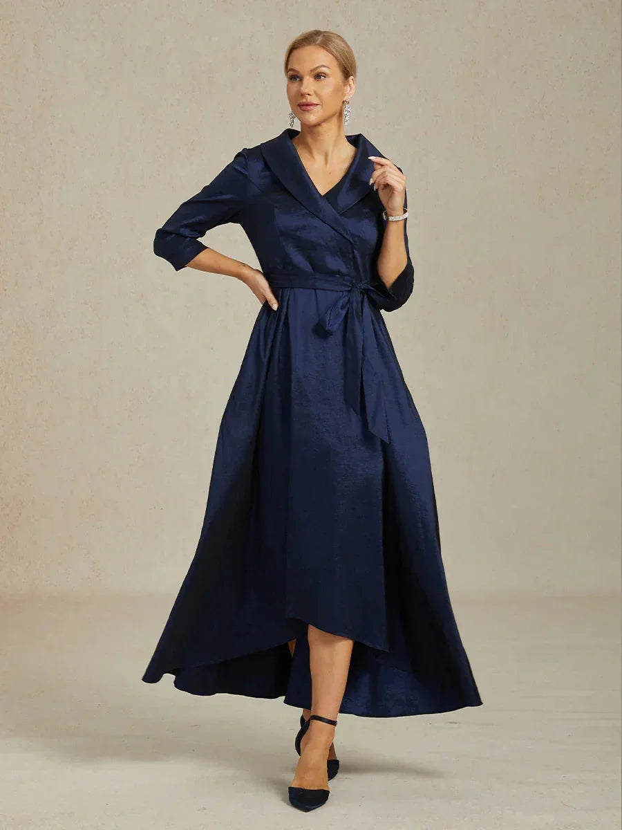 Stretch Tafeta Cocktailjurk met Strikceintuur