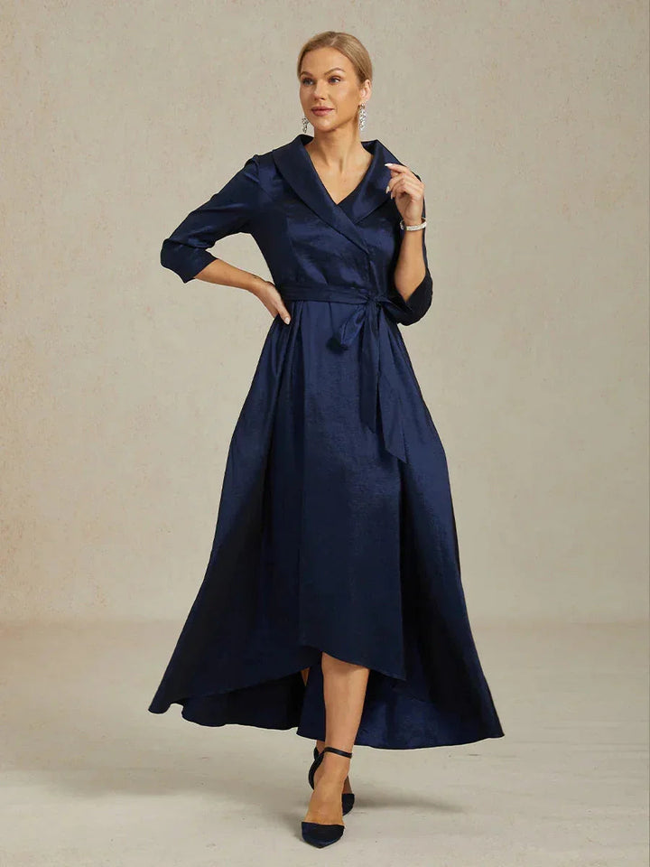 Stretch Tafeta Cocktailjurk met Strikceintuur