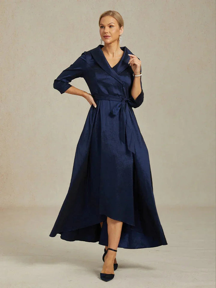 Stretch Taffeta Cocktailjurk Met Strikceintuur