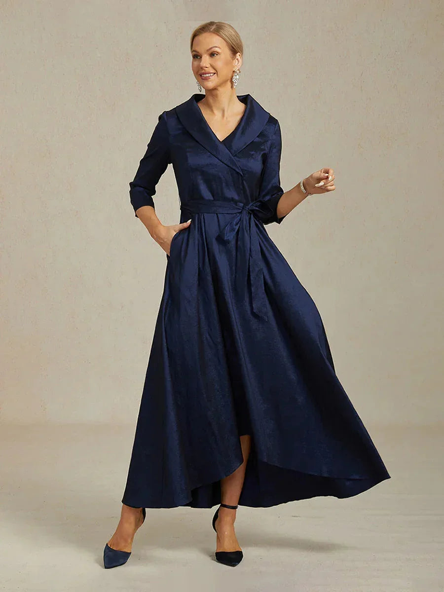 Stretch Tafeta Cocktailjurk met Strikceintuur