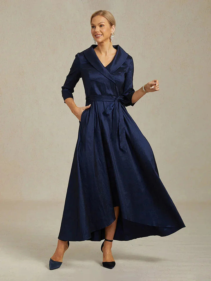 Stretch-taffeta Cocktailjurk met Bindceintuur