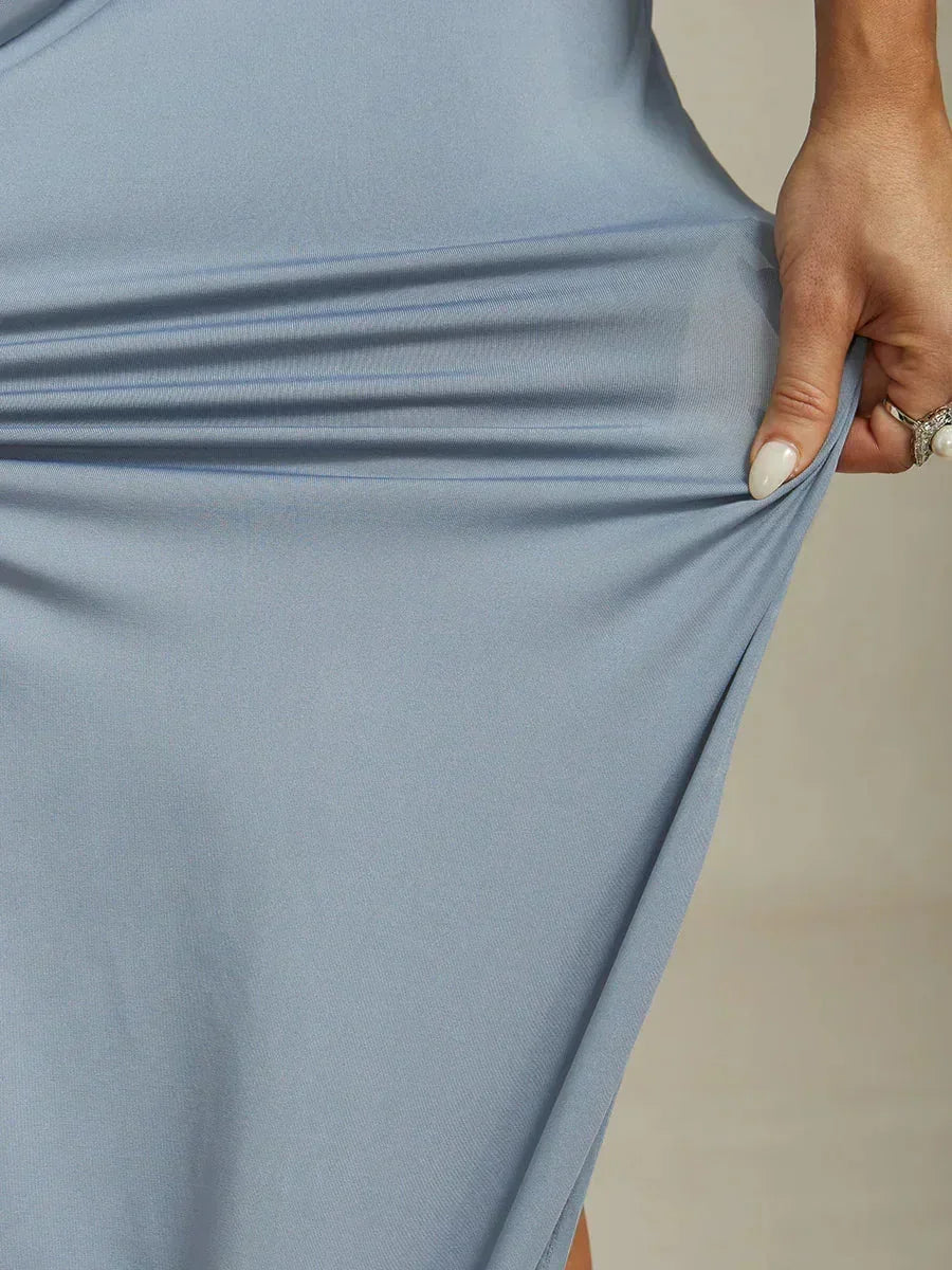 Elegante Maxi-jurk met Halter, Kralen en Ruches