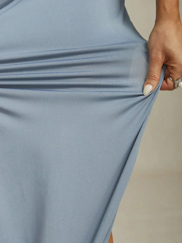Elegante Halter Maxi-jurk met Kralen en Ruches