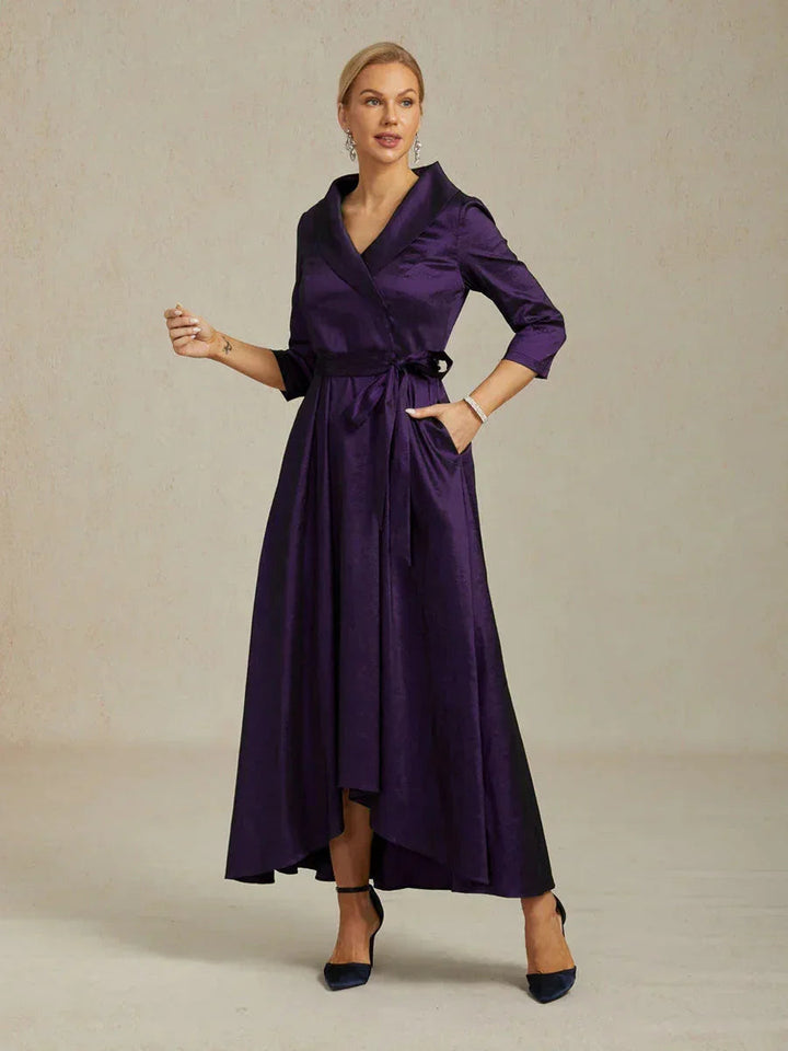 Stretch-Tafeta Cocktailjurk met Strikceintuur