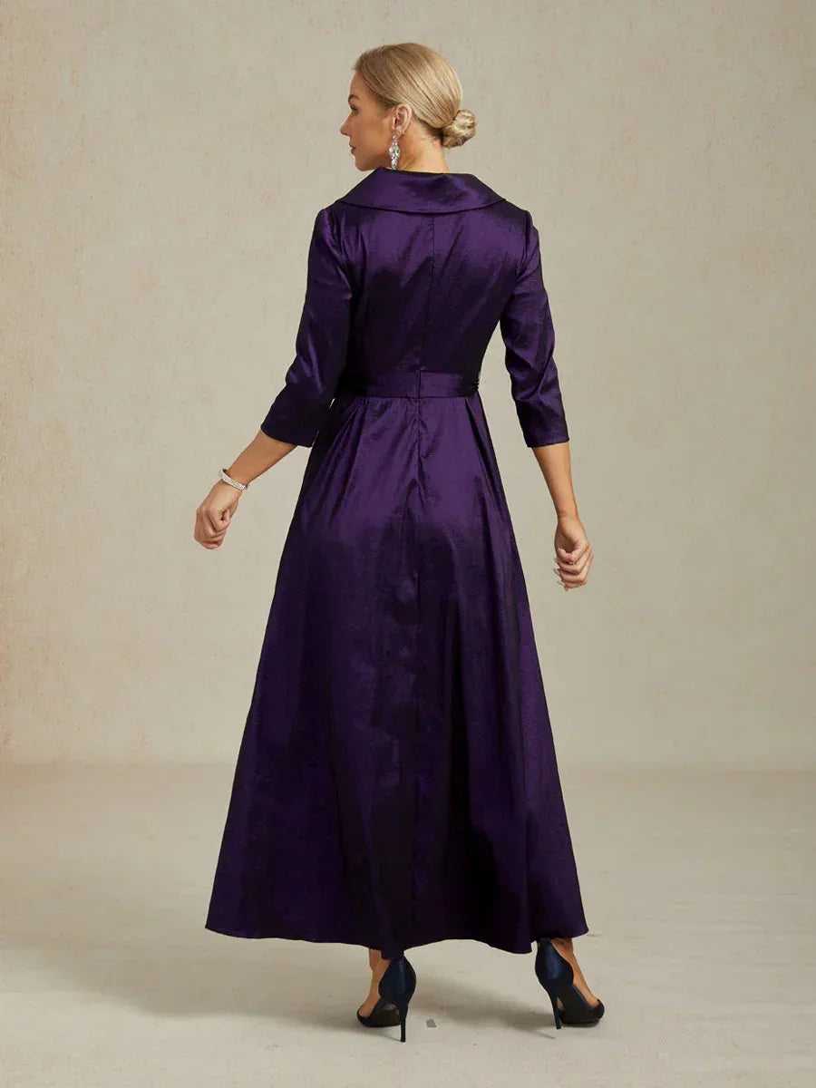 Stretch-taffeta Cocktailjurk Met Strikceintuur