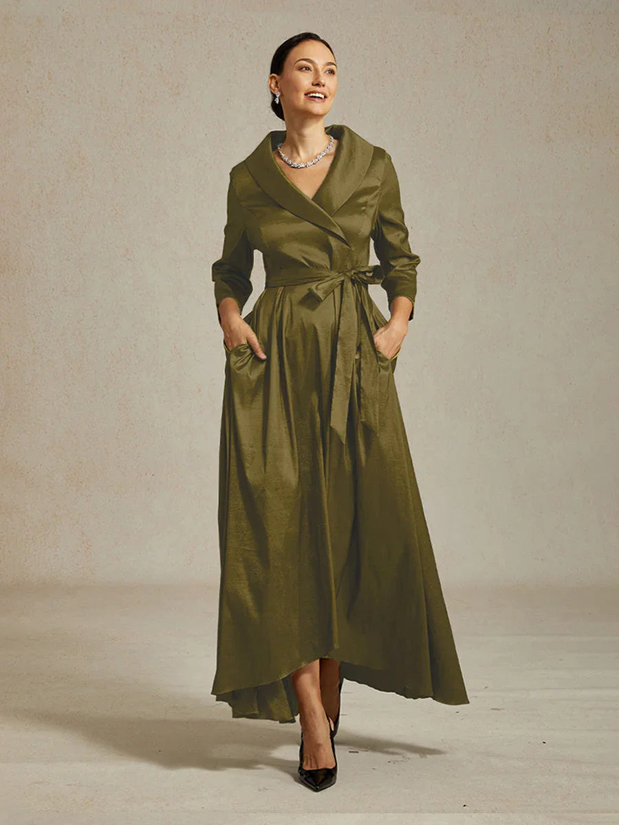 Stretch-taffeta Cocktailjurk met Bindceintuur
