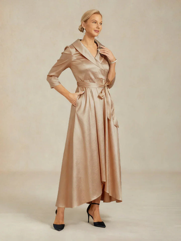 Stretch-taffeta Cocktailjurk met Bindceintuur