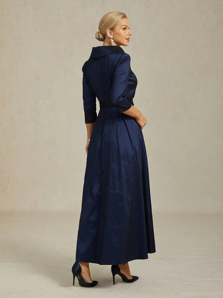 Stretch-taffeta Cocktailjurk Met Strikceintuur