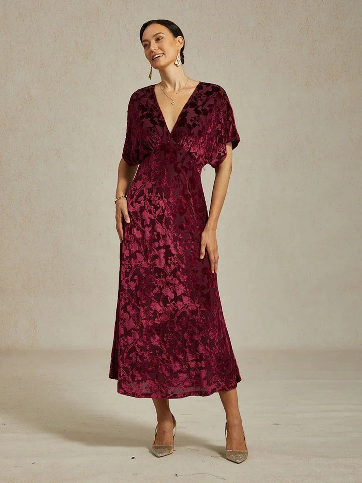 Maxi-jurk Met V-hals En Bloemenprint