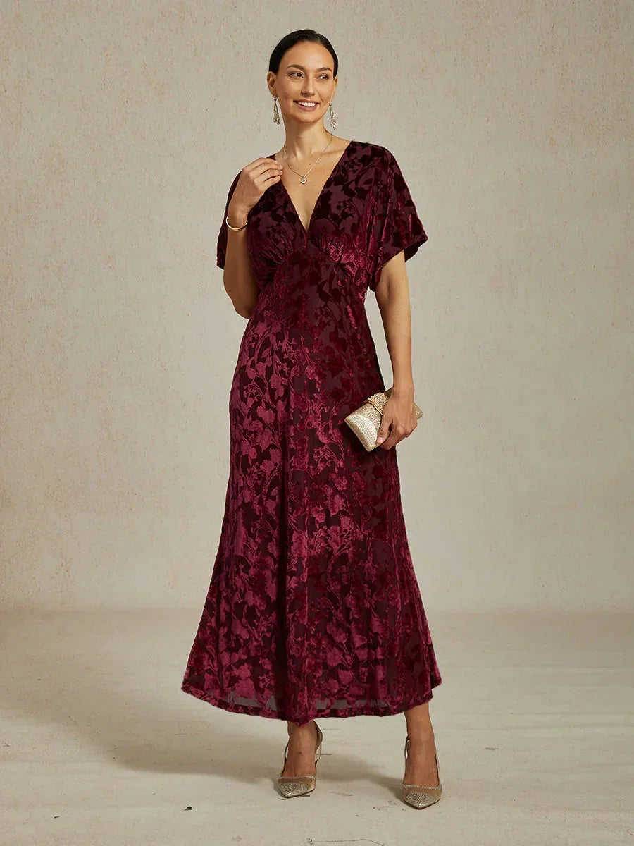 Maxi-jurk Met V-hals En Bloemenprint