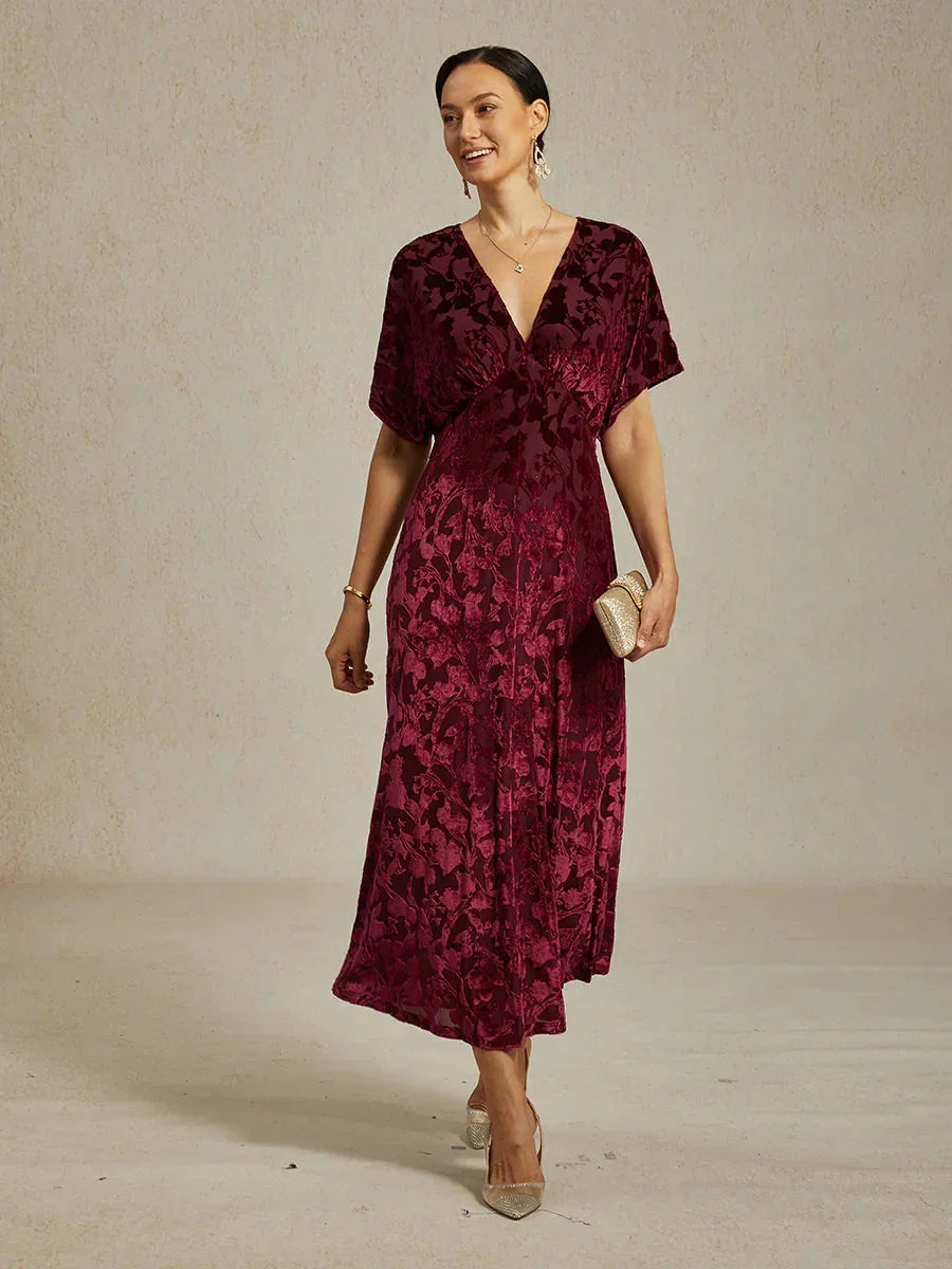 Maxi-jurk Met V-hals En Bloemenprint