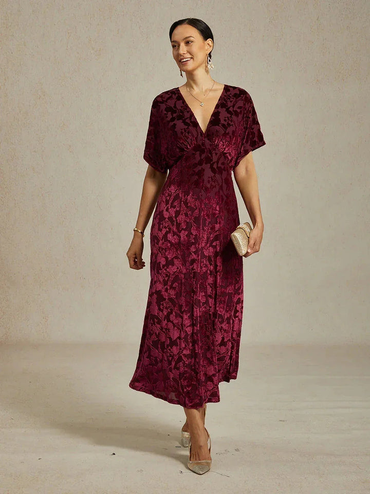 Maxi-jurk Met V-hals En Bloemenprint
