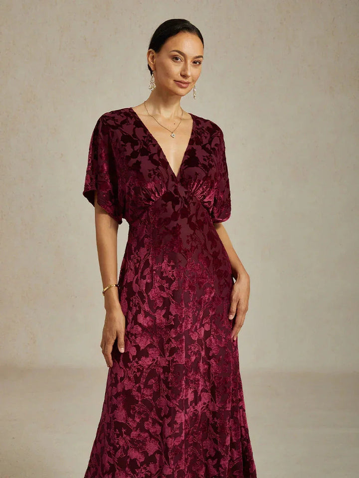 Maxi-jurk Met V-hals En Bloemenprint