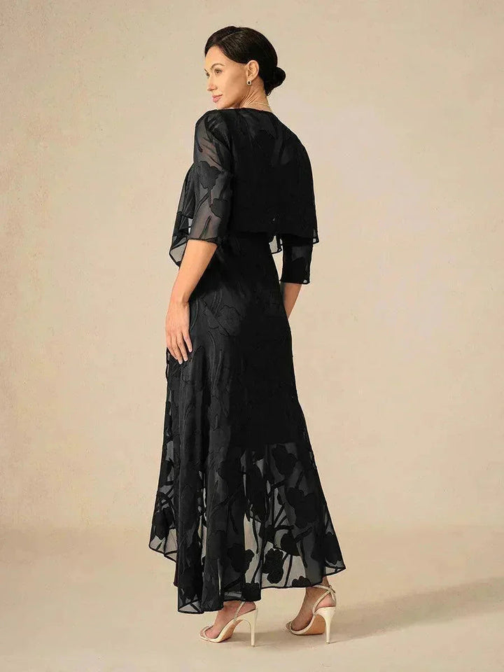 Bloemenchiffon Mouwloze Avondjurk met Asymmetrische Zoom